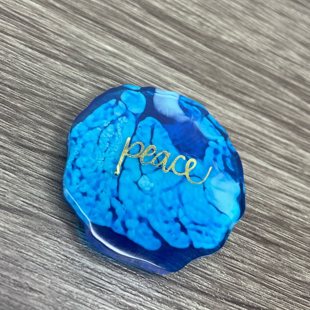 PEACE Handmade Epoxy Resin Magnet - Blue